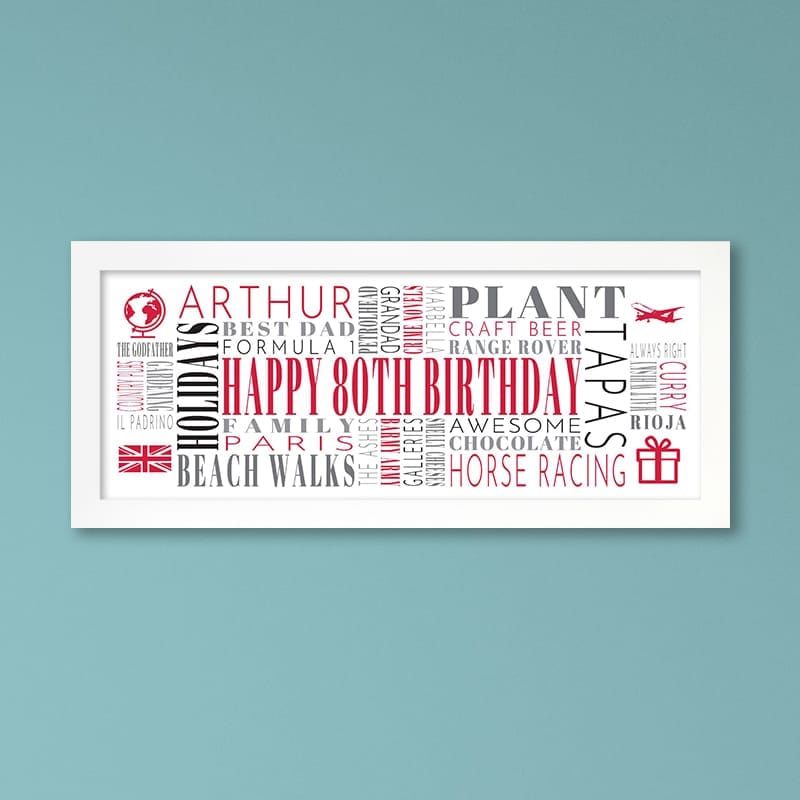 80th birthday gift ideas personalized wall art print